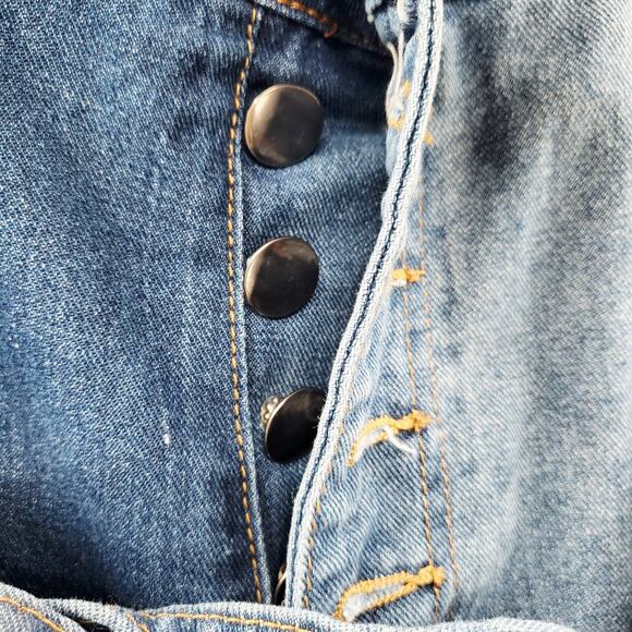 MISSLOOK Blue Asymmetrical Distressed Jeans Button Fly Jogger Style Women's L - Picture 4 of 7